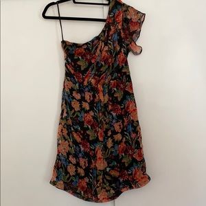 One shoulder floral dress